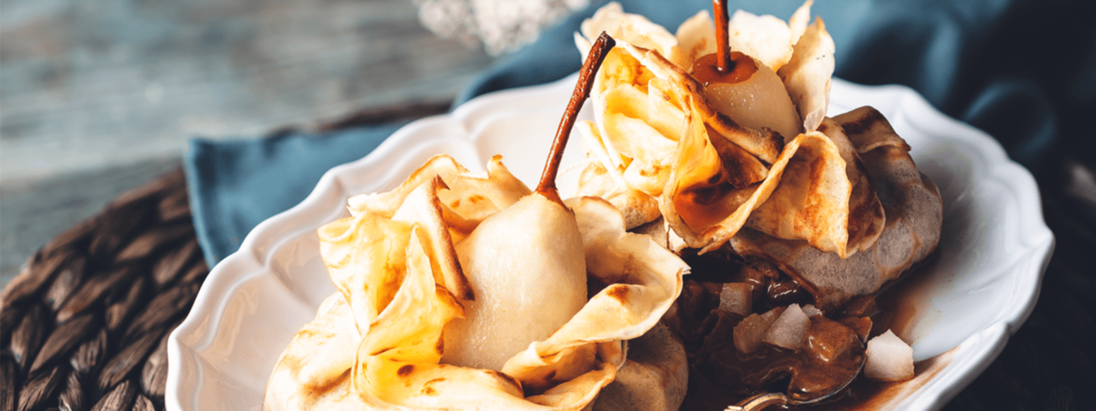 Aumônière de crêpes aux poires- La Perruche